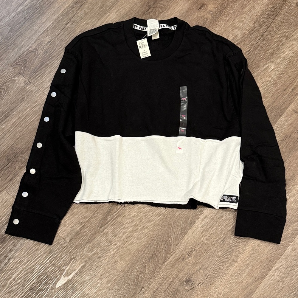 PINK Victoria's Secret Black and White Cropped Sweater